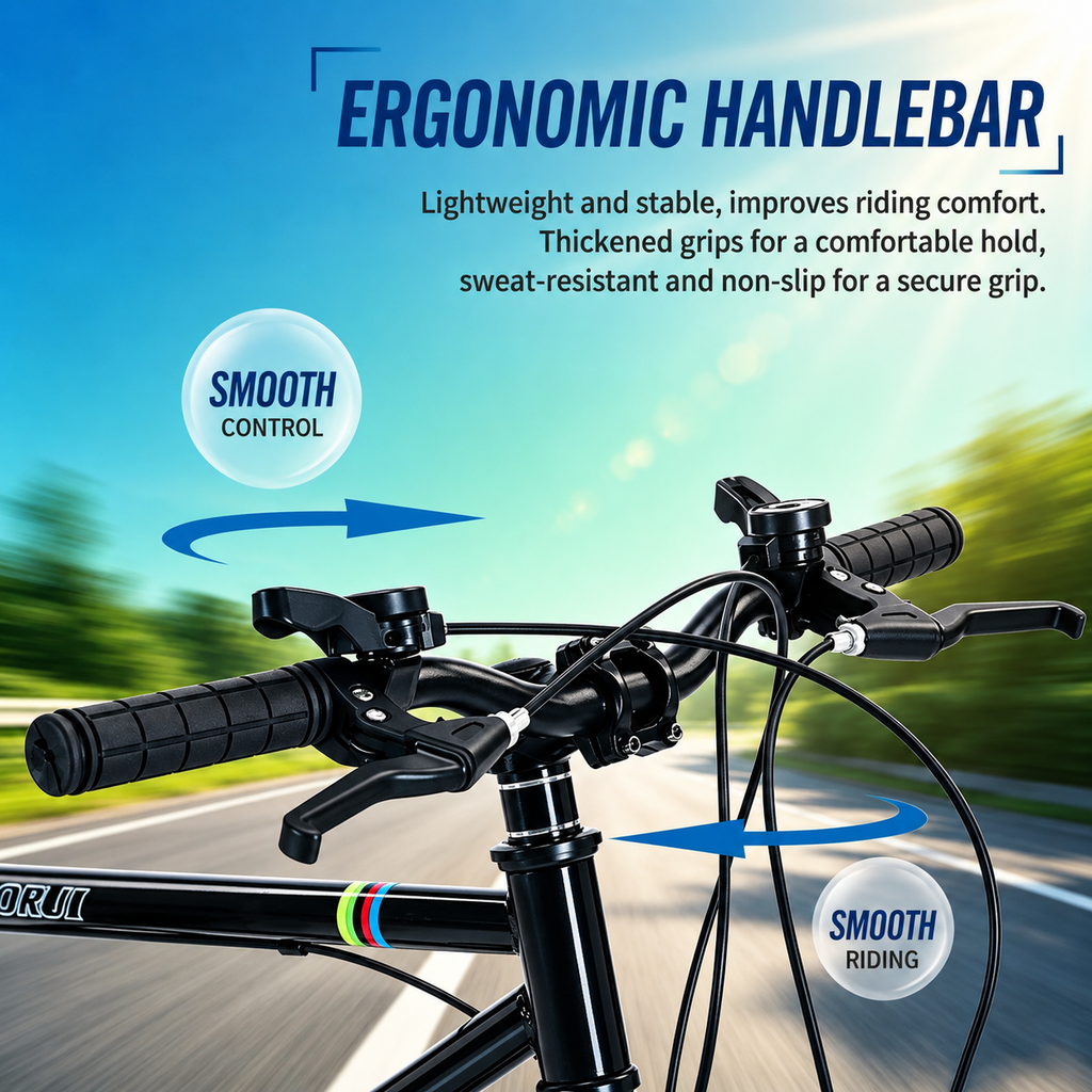 Adult bicycle with dual disc brakes, lightweight sports bike
