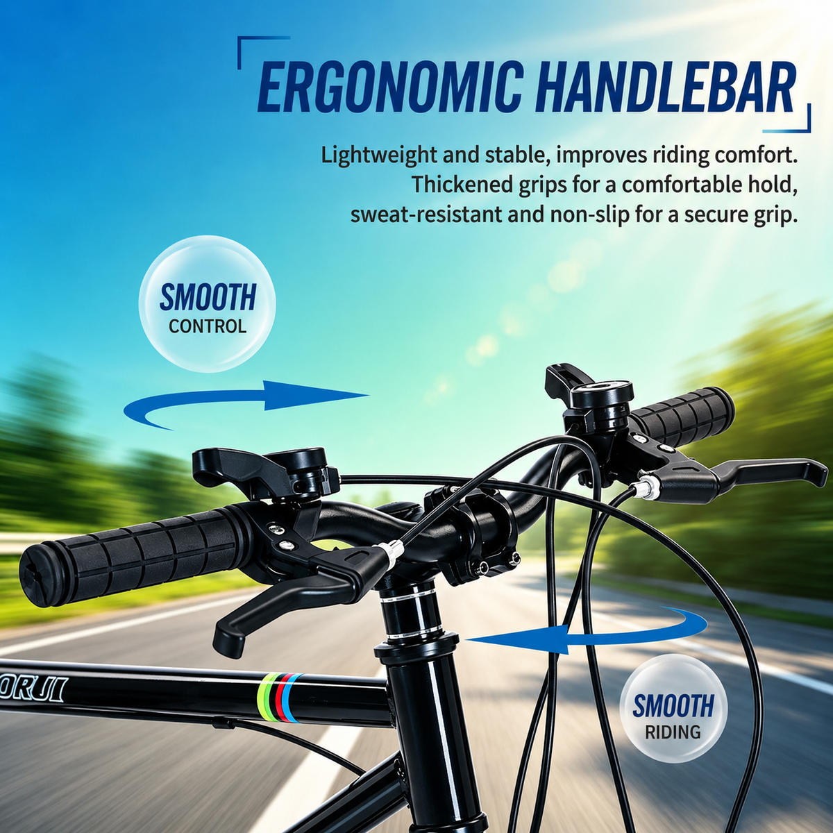 Adult bicycle with dual disc brakes, lightweight sports bike
