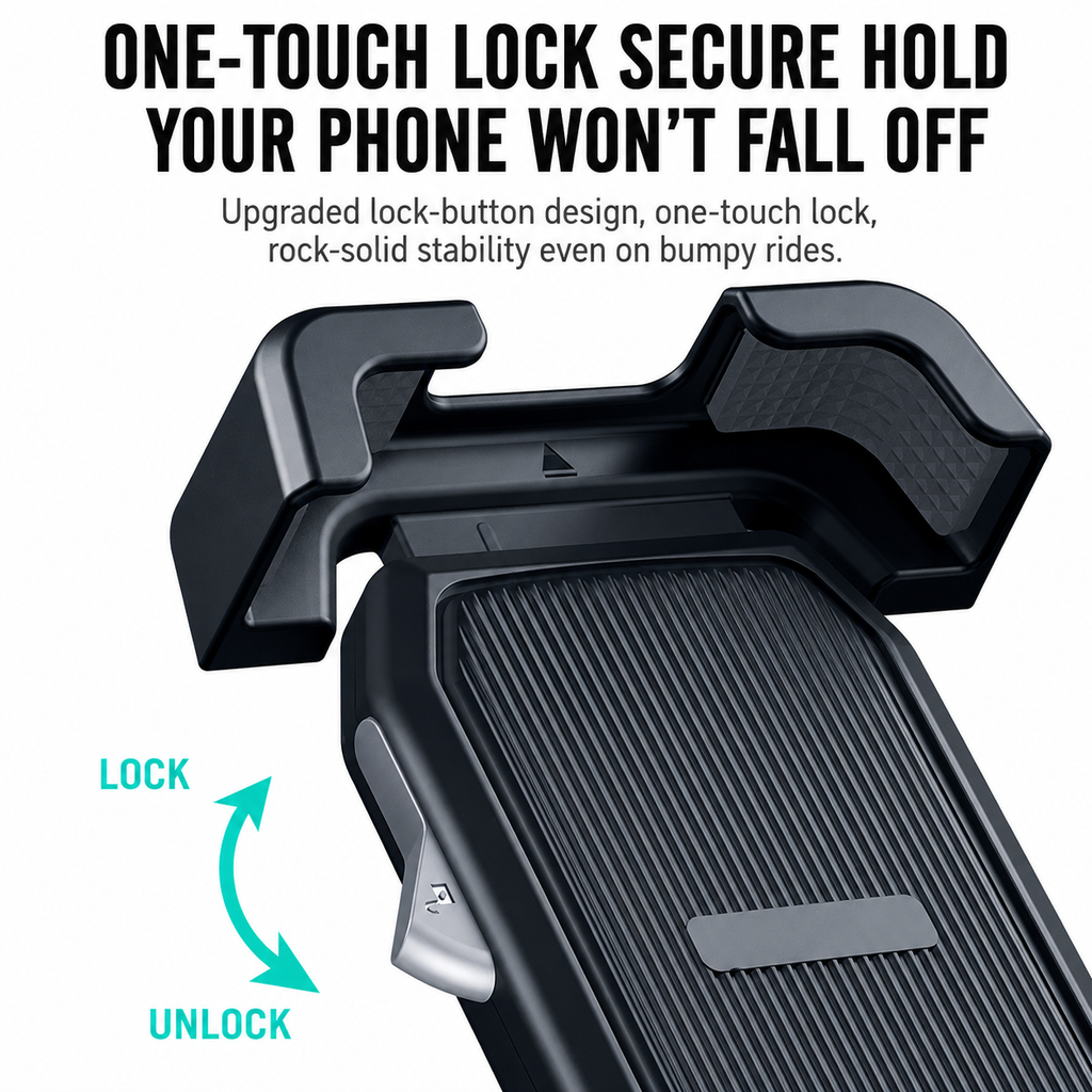 Bicycle phone holder, shockproof and fixed for mountain and road bikes