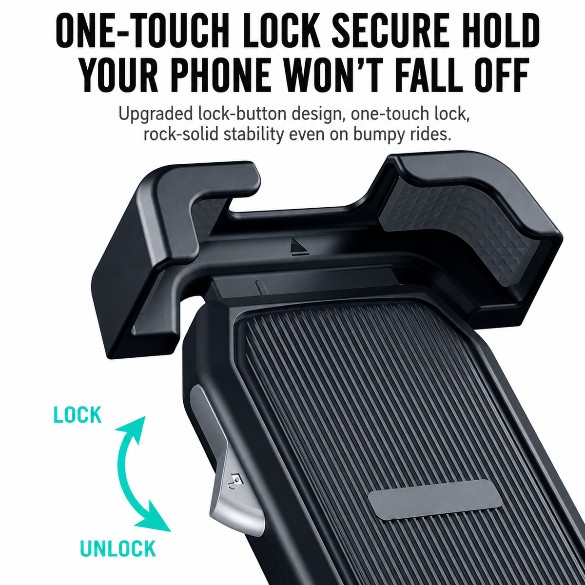 Bicycle phone holder, shockproof and fixed for mountain and road bikes