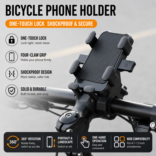 Mountain bike phone holder, photography shockproof mount