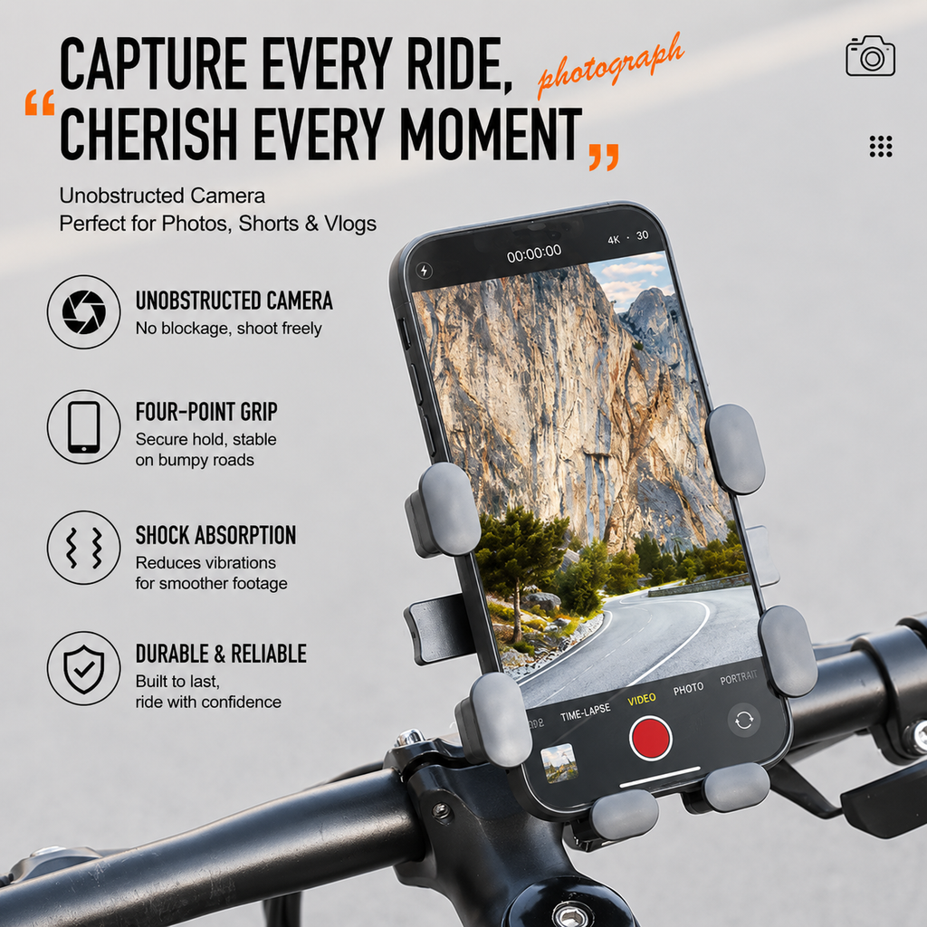 Mountain bike phone holder, photography shockproof mount